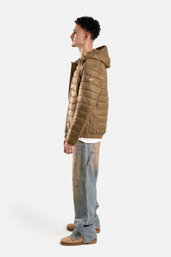 PUFFER JACKET WITH HOOD POCKETS AND ZIPPER