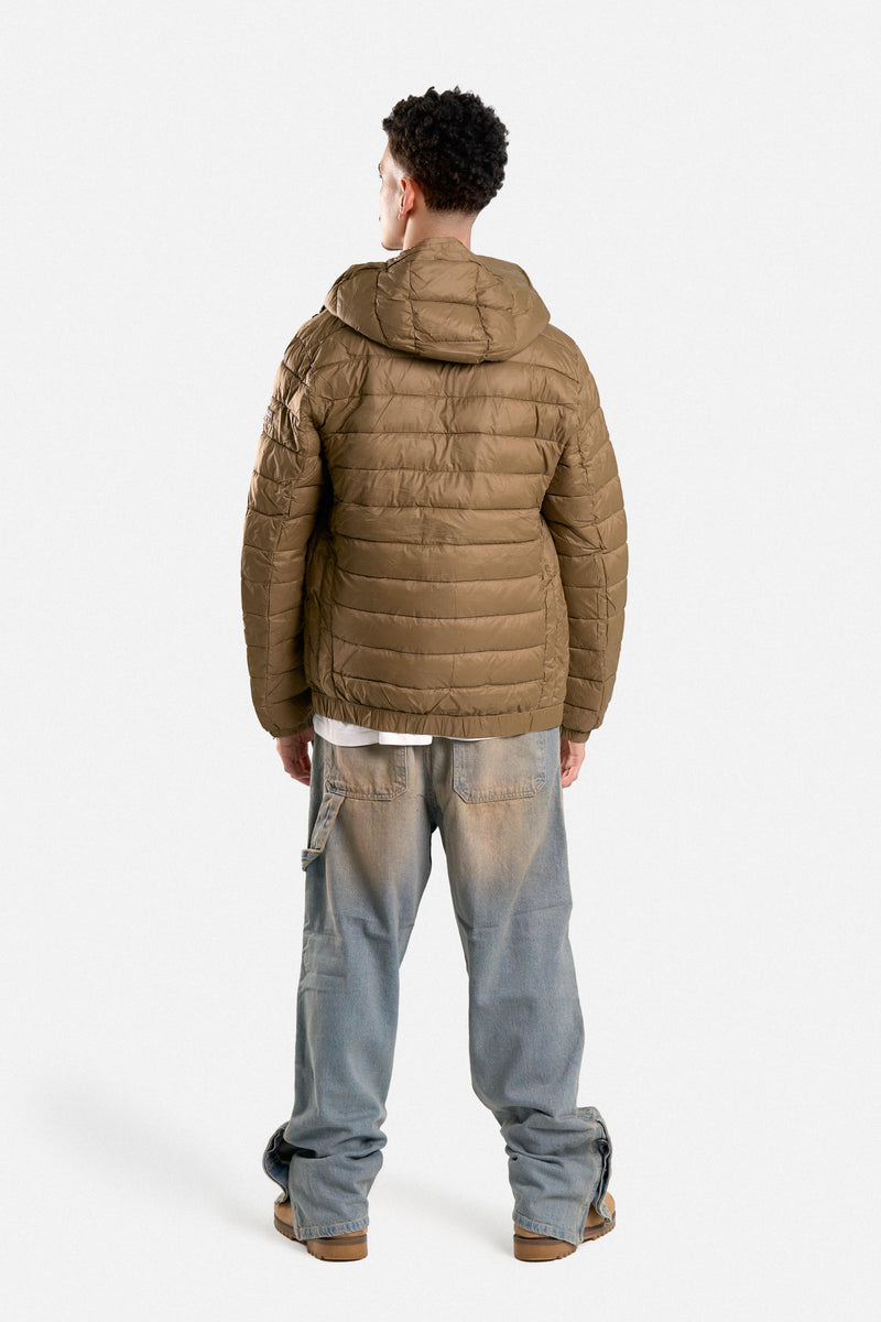 PUFFER JACKET WITH HOOD POCKETS AND ZIPPER