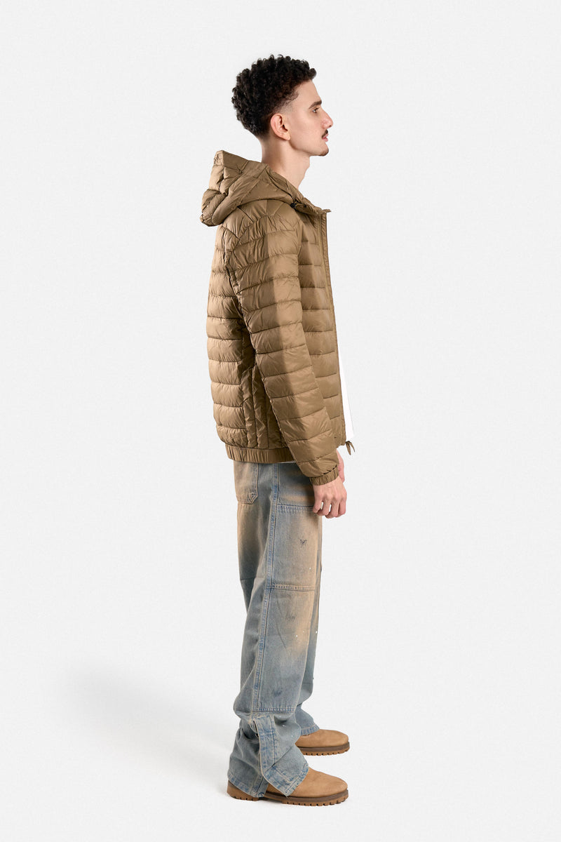 PUFFER JACKET WITH HOOD POCKETS AND ZIPPER