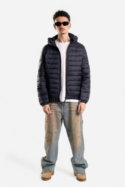 PUFFER JACKET WITH HOOD POCKETS AND ZIPPER