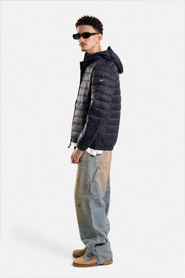 PUFFER JACKET WITH HOOD POCKETS AND ZIPPER