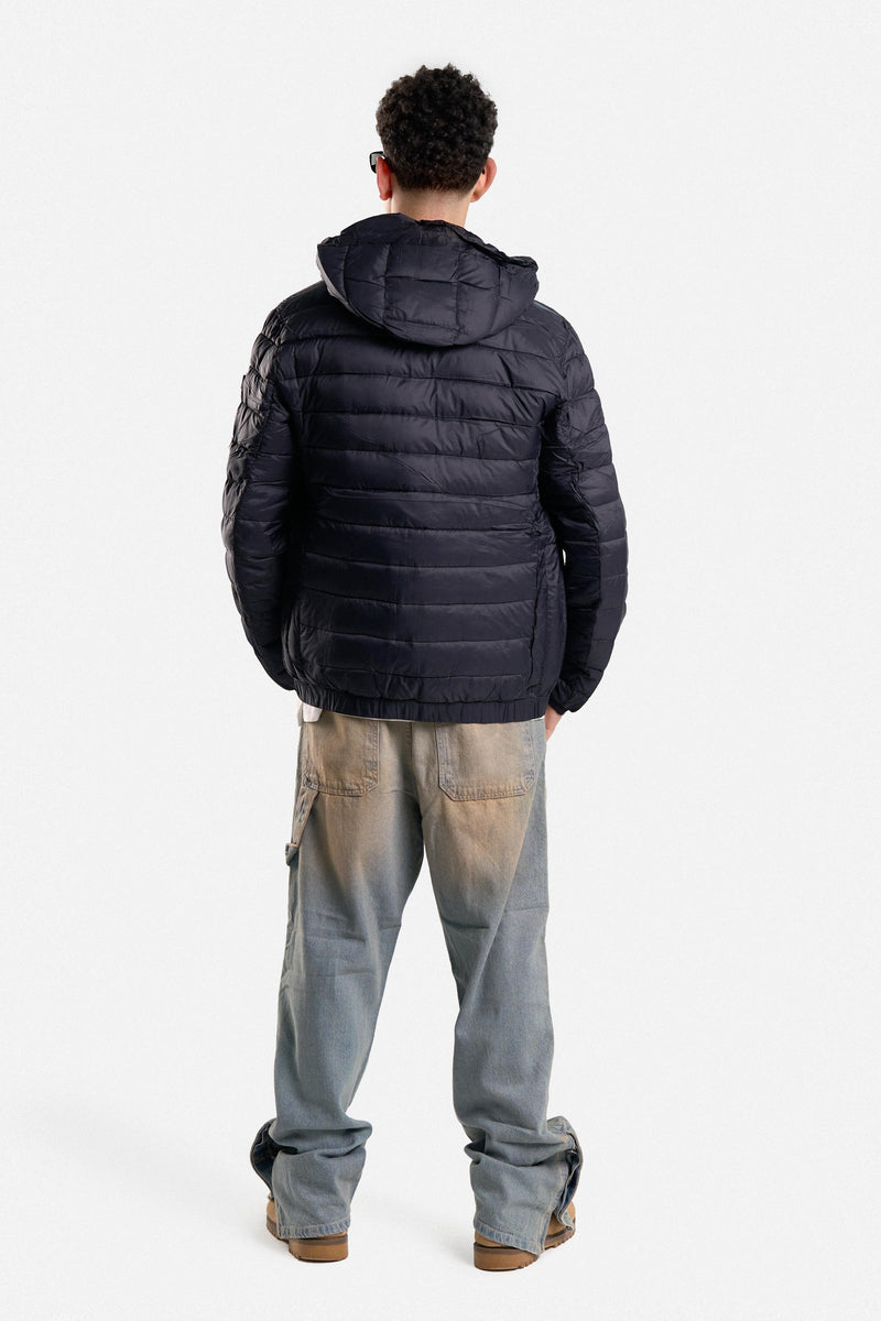 PUFFER JACKET WITH HOOD POCKETS AND ZIPPER