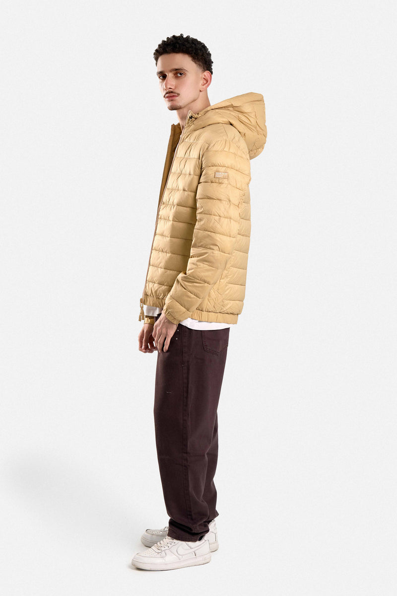 PUFFER JACKET WITH HOOD POCKETS AND ZIPPER