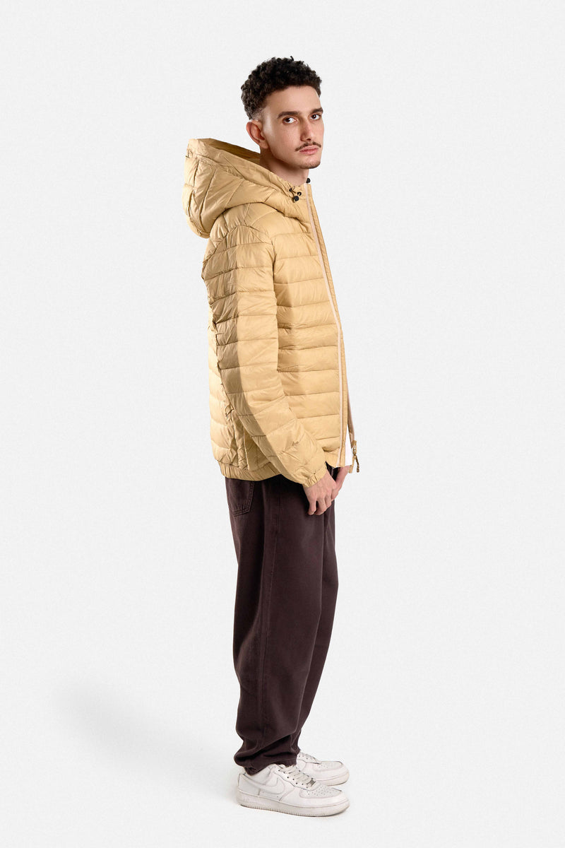 PUFFER JACKET WITH HOOD POCKETS AND ZIPPER