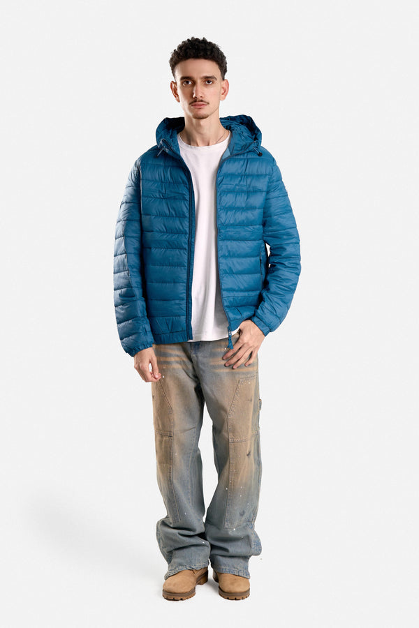 PUFFER JACKET WITH HOOD POCKETS AND ZIPPER