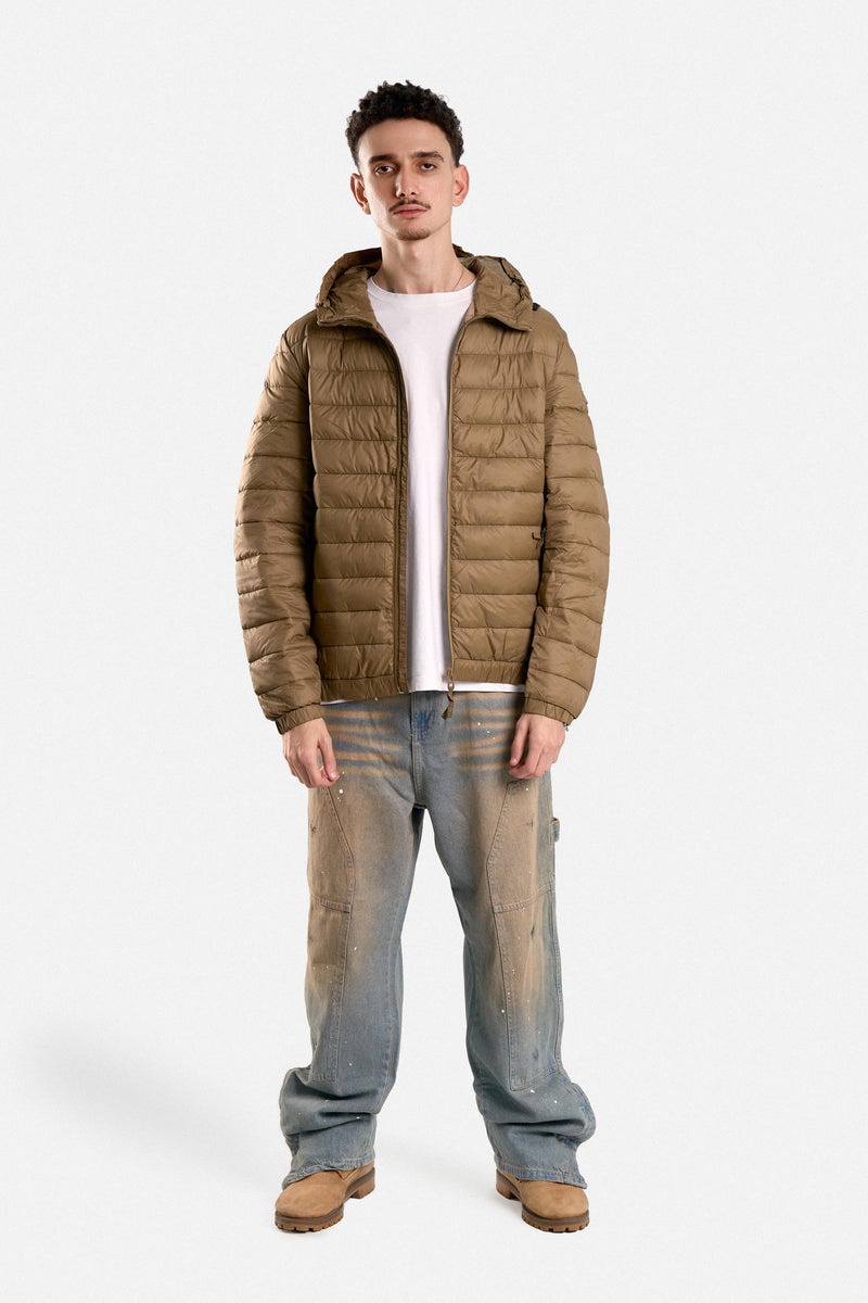 PUFFER JACKET WITH HOOD POCKETS AND ZIPPER