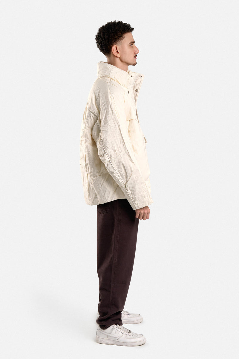 PUFFER JACKET WITH HOOD POCKETS AND ZIPPER