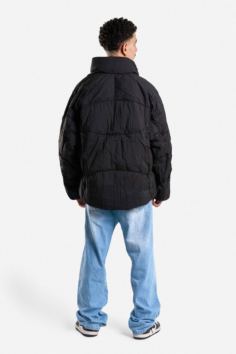 PUFFER JACKET WITH HOOD POCKETS AND ZIPPER