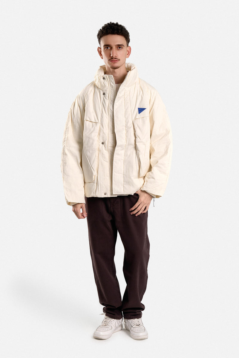 PUFFER JACKET WITH HOOD POCKETS AND ZIPPER