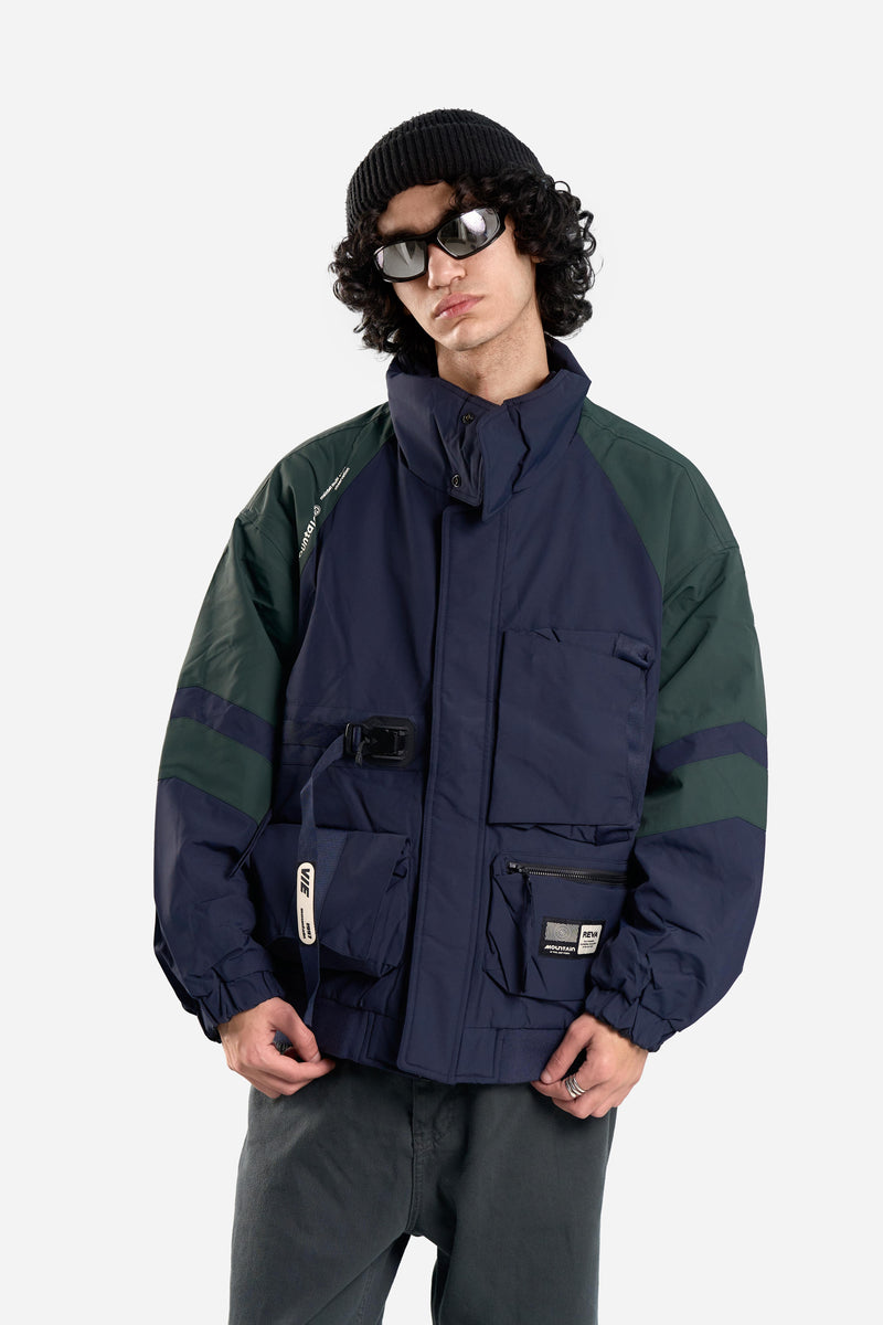 PUFFER JACKET WITH HOOD POCKETS AND ZIPPER