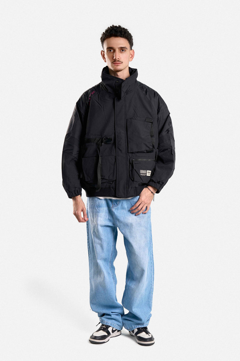 PUFFER JACKET WITH HOOD POCKETS AND ZIPPER