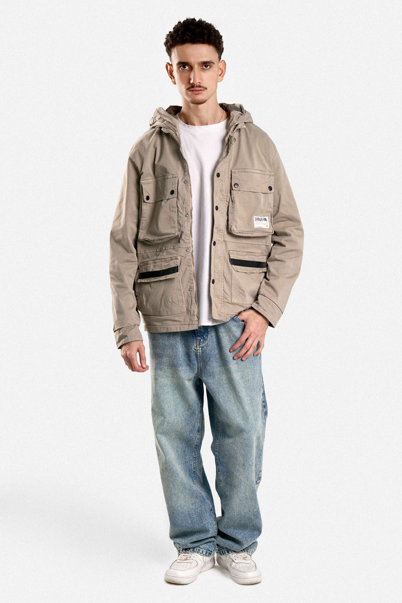 CASUAL‎ JACKET WITH HOOD POCKETS AND ZIPPER