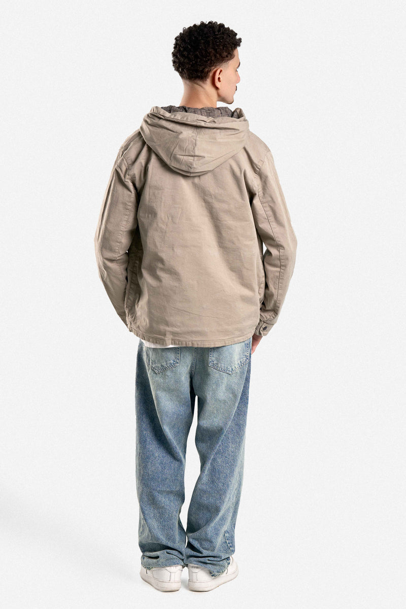 CASUAL‎ JACKET WITH HOOD POCKETS AND ZIPPER