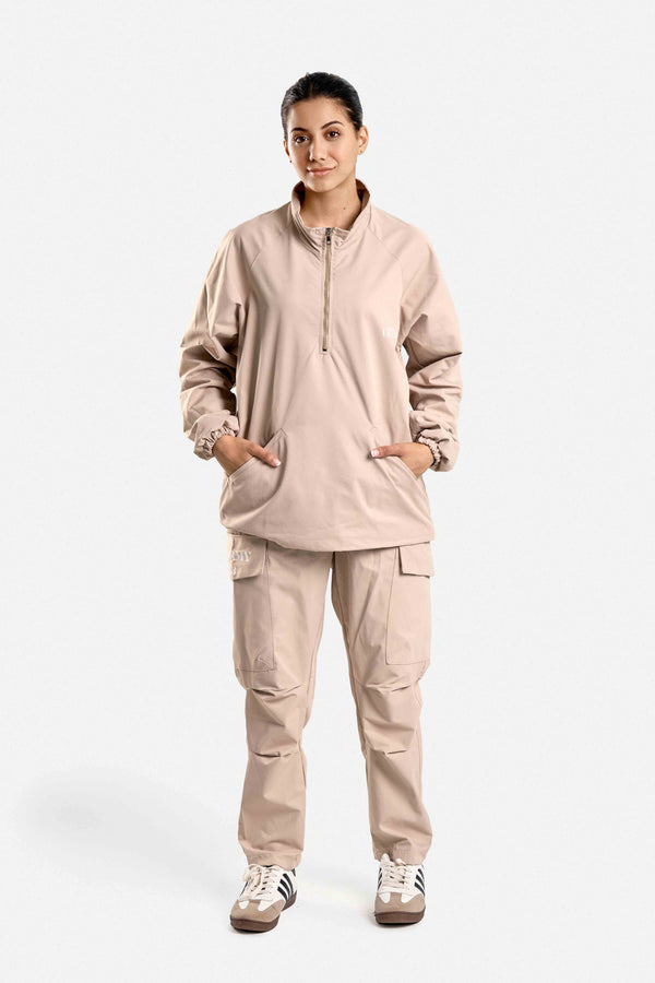 TRACKSUIT WITH ZIPPERS-BEIGE