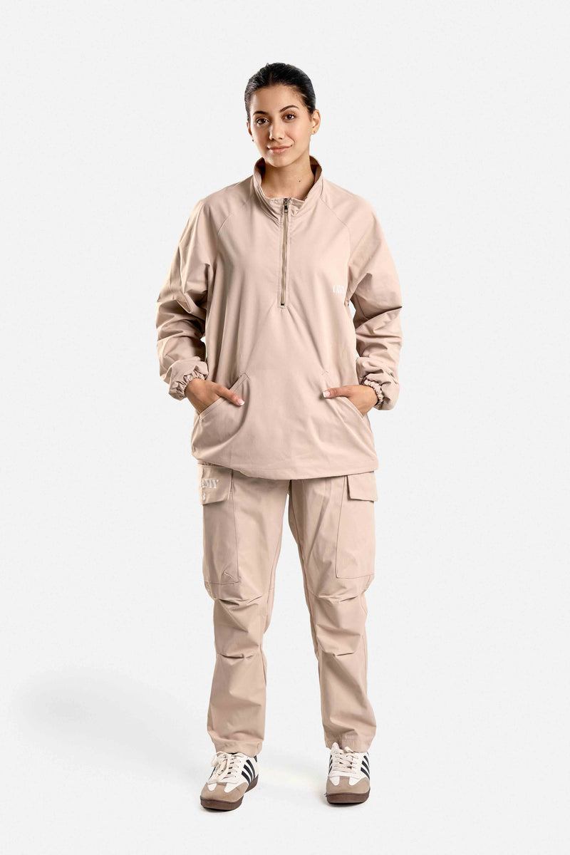 TRACKSUIT WITH ZIPPERS-BEIGE