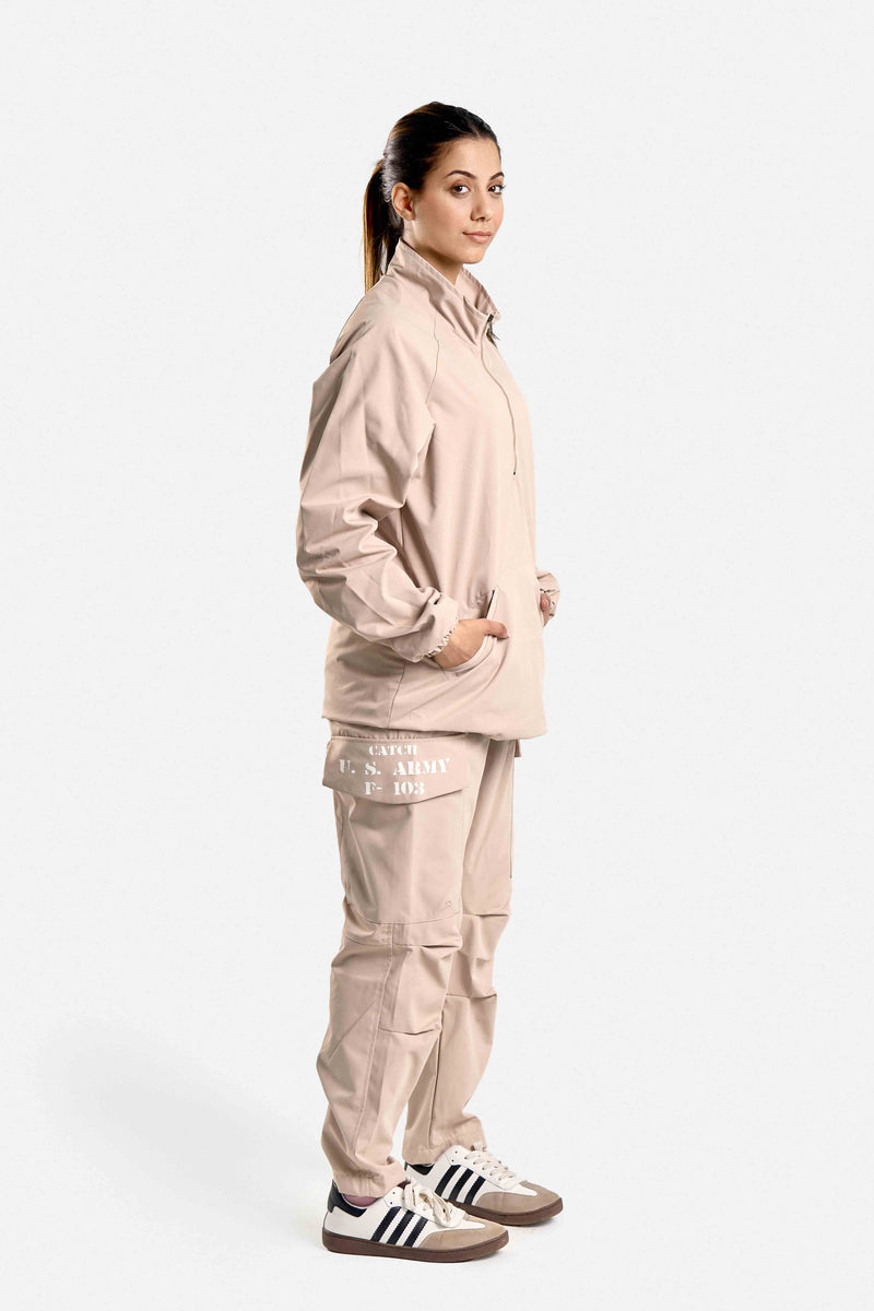 TRACKSUIT WITH ZIPPERS-BEIGE